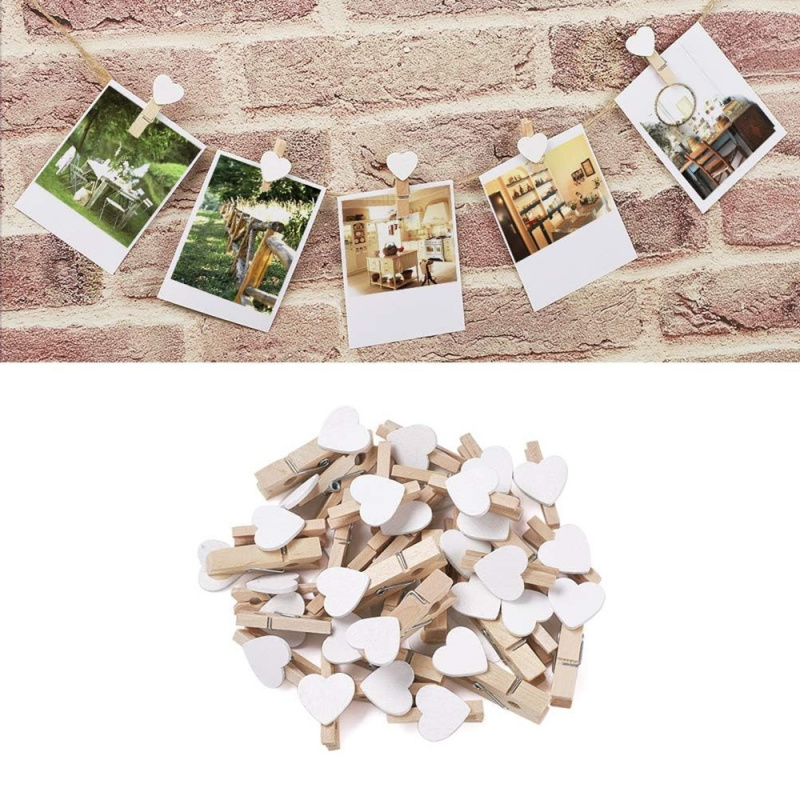 50pcs White Heart Clothespins  - огляд і ціна Woodworking Z Clips